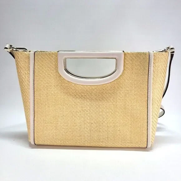 kate spade Alexia Straw Crossbody Clutch White Handbag 12x8 Retired Cottage